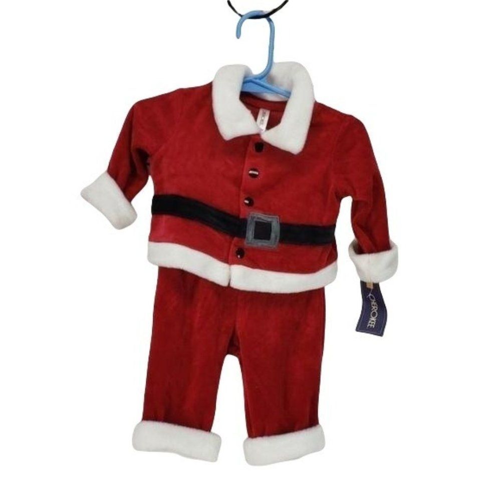 Cherokee Santa Claus red white black Suit‎ 2 piece 0-3 month outfit